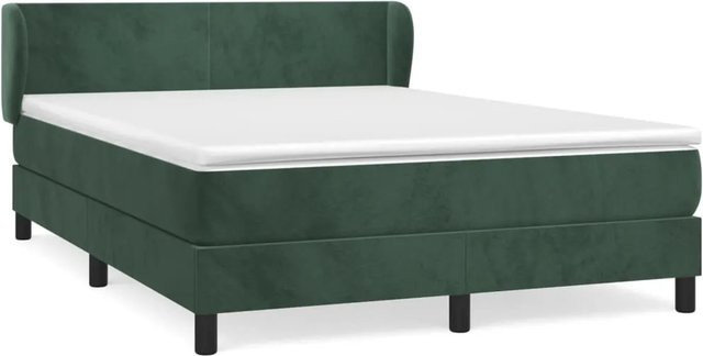 vidaXL Boxspringbett mit Matratze Dunkelgrün Samt B/T: 140 x 200 cm - Bild 1