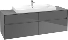Villeroy & Boch Waschtischunterschrank Collaro in Glossy Grey mit Türen und Schubladen, Wandmontage, B/H/T: 160 x 54,8 x 50 cm - Bild 1