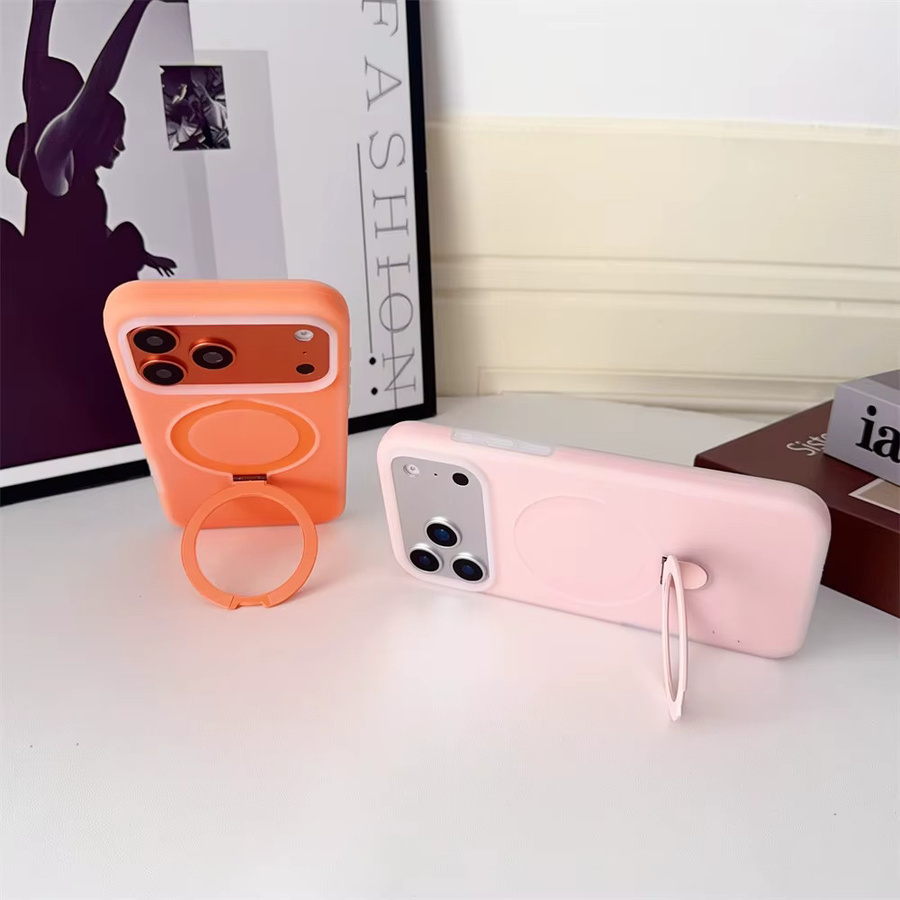 Xeber Silikon-Gelee-Matthalter Magnetische Hülle für iPhone 17, 16, 15, 14, 13 Pro Max mit Magsafe Kamera-Steuerknopf Abdeckung in Pink und Orange - Bild 2