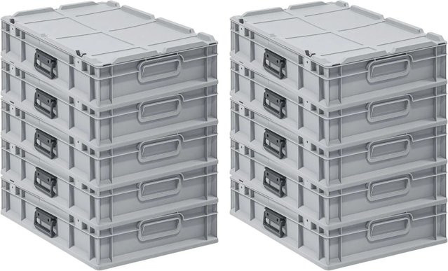 PROREGAL Spar Set 10x Eurobox Nextgen Portable Transportbehälter Grau H x B x T: 60 x 135 x 40 cm, 23 Liter - Bild 1