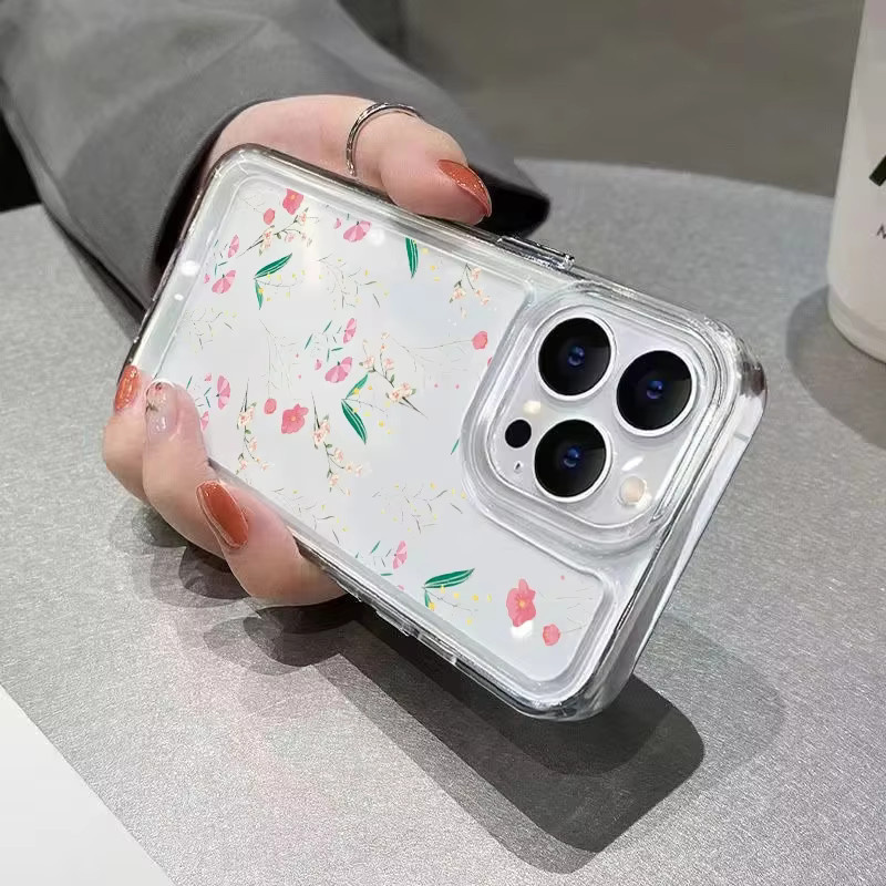 INS Handyhülle mit floralem Blumen-Grafikdruck für iPhone 15 14 13 12 11 Pro Max Plus XS XR X SE 2022, transparente Stoßstangenabdeckung - Bild 4