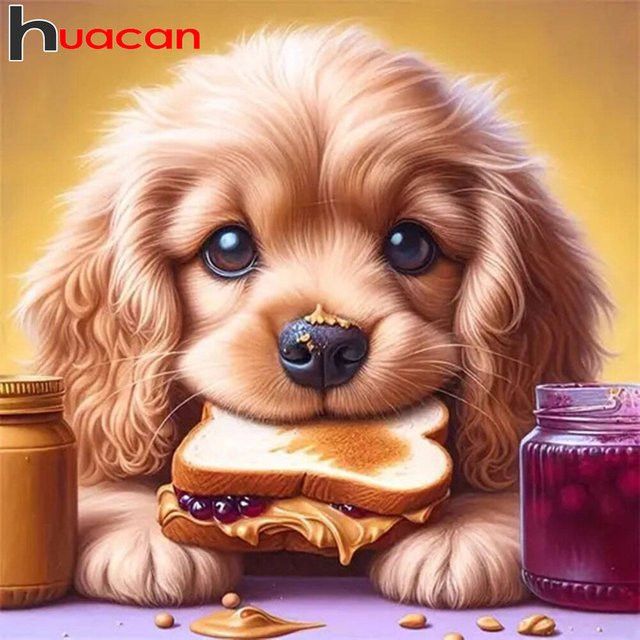 Huacan 5D Hund Diamant Malerei Set mit Strasssteinen für Tier Diamant Stickerei - Bild 1