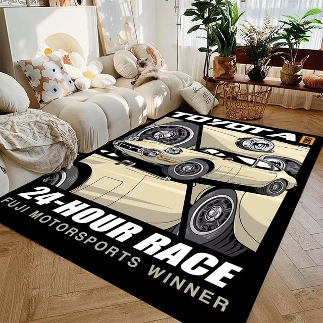 Karpetti Bodenteppich mit Rennwagen-Druck, rutschfest und waschbar, B/T: 60 x 90 cm, Mehrfarbig - Bild 1