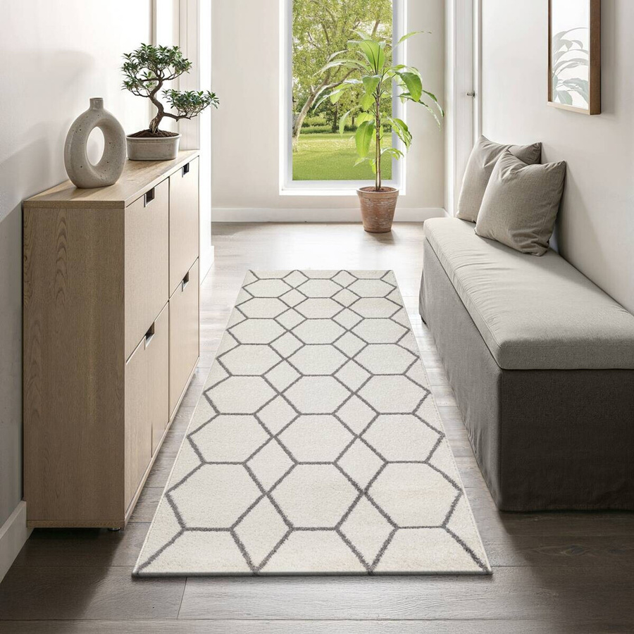 Sanat Teppich Trellis in Creme mit modernem Design, Breite: 80 cm, Länge: 200 cm - Bild 3