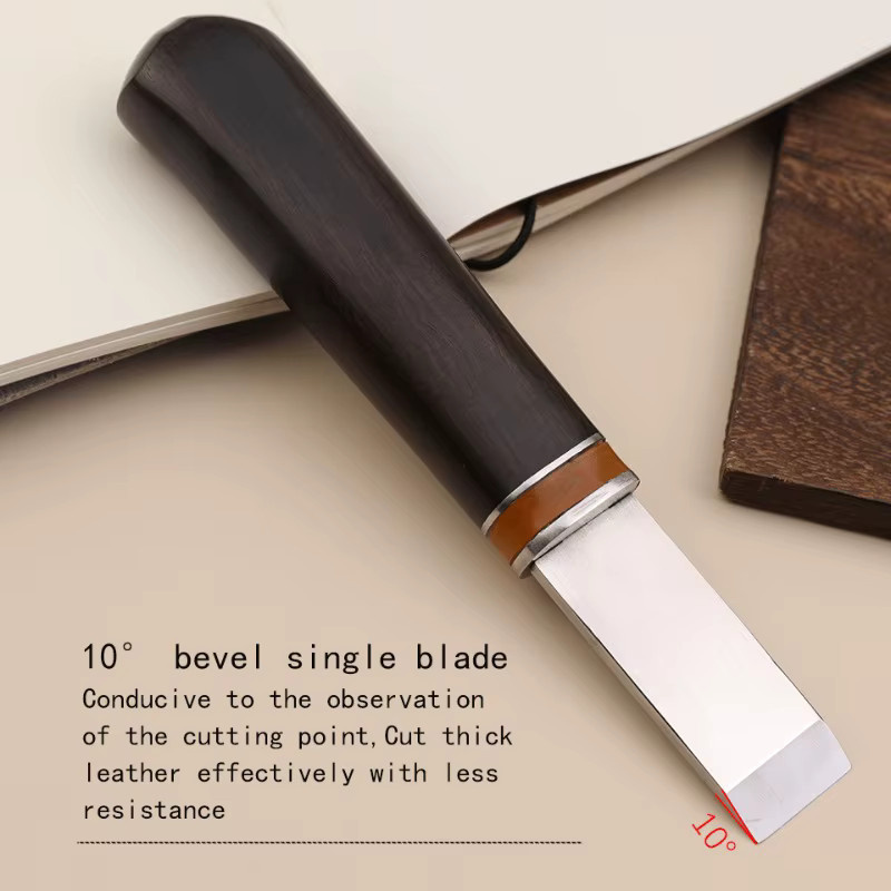 Professionelles Leder-Schälmesser für das Handwerk mit Holzgriff und silberner Klinge - Bild 4