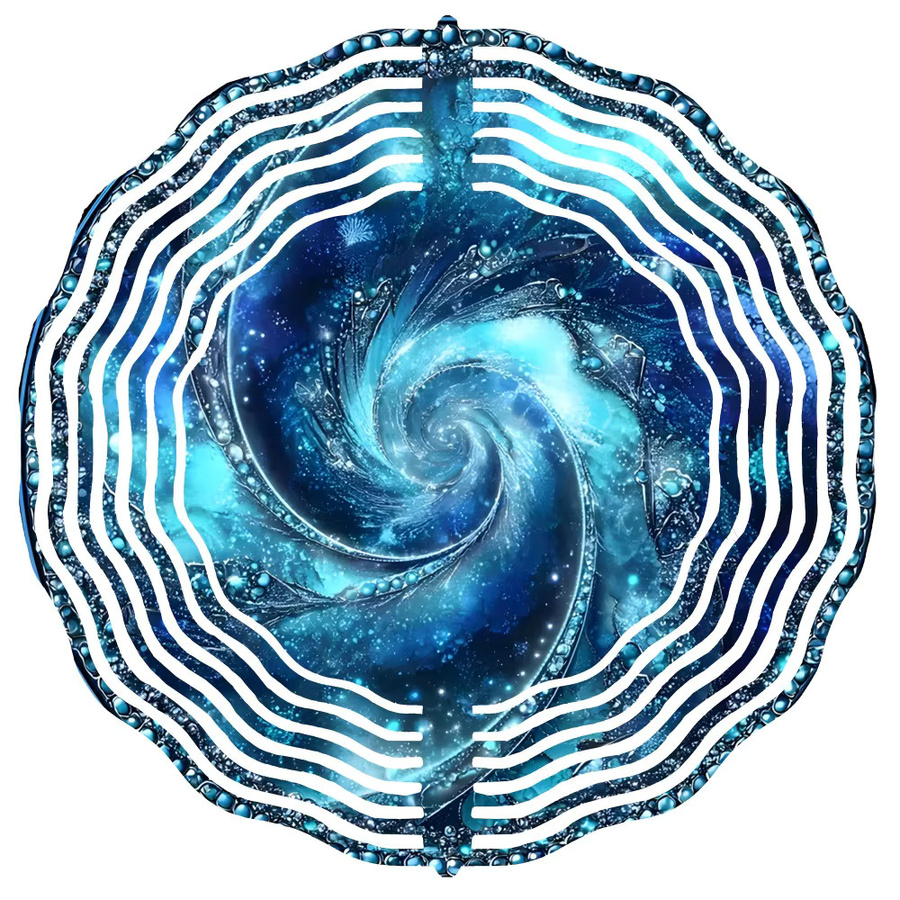 Abstraktes Kosmos-Spiralgalaxie-Windspiel von CIFBUY aus Metall in Blau und Grau zur Außendekoration - Bild 2