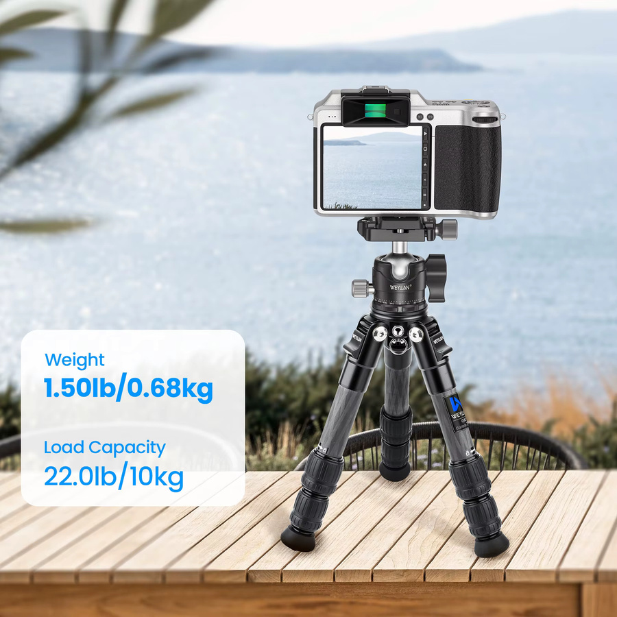 WEYLLAN GX2 Kamerastativ aus Kohlefaser mit 360 Grad Kugelkopf in Schwarz - Bild 2