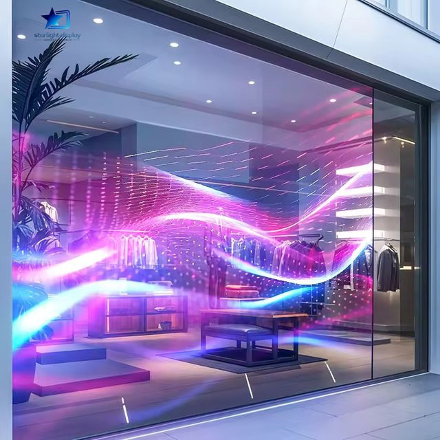 Transparenter LED-Filmbildschirm als flexibler Glas-Werbebildschirm für den Indoor-Einsatz in der Farbe Transparent - Bild 1