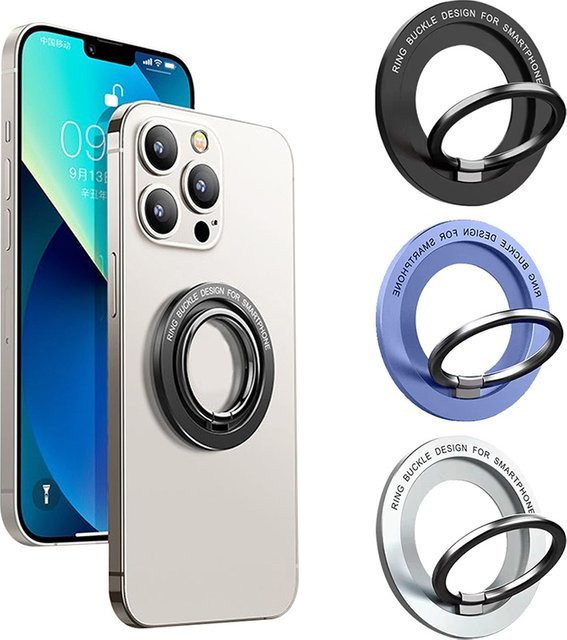 360 Grad drehbarer magnetischer Telefonhalter in Lila als Mini Magnet Fingerring Sockel und Handy-Ständer für iPhone 17 16 15 14 13 12 - Bild 1