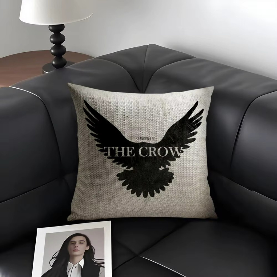 The C-Crow Movie Kissenbezug aus weißem Bio-Leinen mit doppelseitigem Grafikdruck - Bild 3