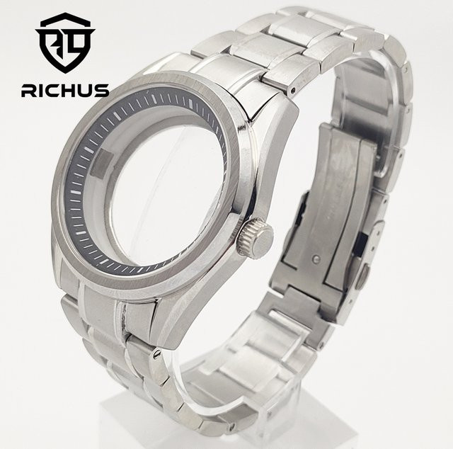 RICHUS Uhrengehäuse, Edelstahl, Silber, 40 mm, Saphirglas, Unisex - Bild 1
