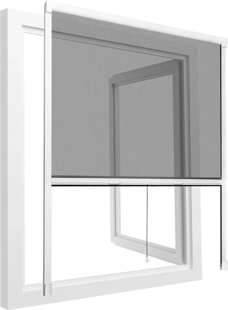 Tectake Aluminium Insektenschutzrollo mit Bürstendichtungen, UV-beständig, Weiß, B: 130 cm, H: 160 cm - Bild 1