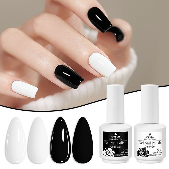Mtssii Gel-Nagellack 2er-Set, Schwarz & Weiß, Glänzend, 18,7 ml - Bild 1