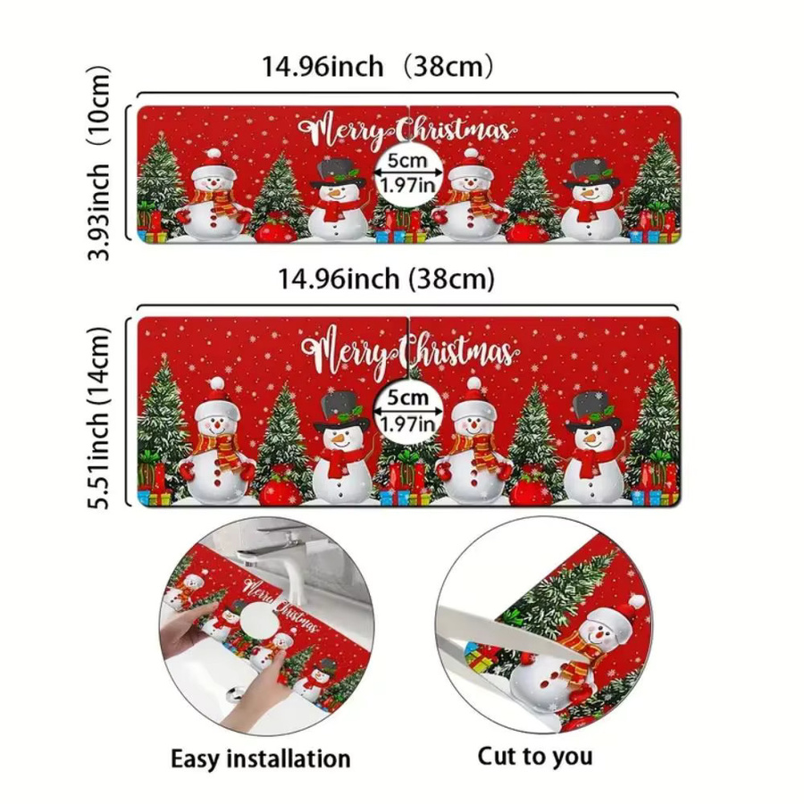 VIKAMA Weihnachts-Saugpad für Wasserhahn, schnell trocknend und rutschfest, rot, rechteckig - Bild 3