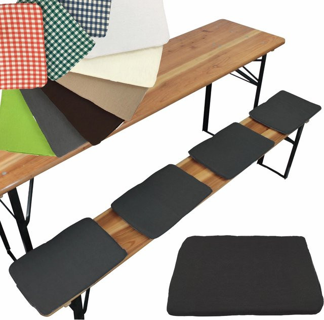 NYVI Bierbank Sitzkissen 4er Set Anthrazit B/T: 36 x 25 cm mit Klettband Befestigung - Bild 1