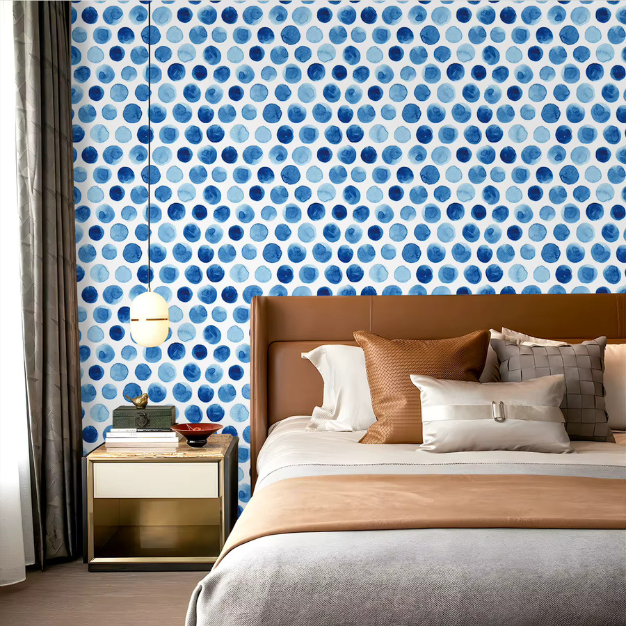Selbstklebende Tapete mit blau-weißem Farbverlauf und Polka-Dot-Muster aus PVC, Breite: 45 cm, Länge: 300 cm - Bild 4