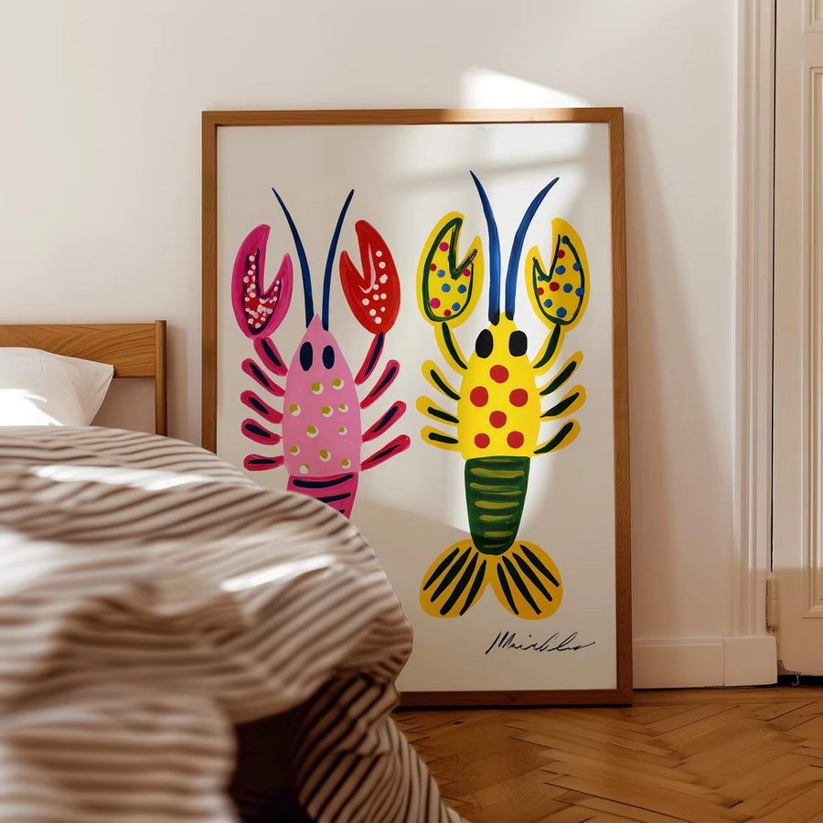 Ramed Hummer Wandkunstdruck als maritimes Tierposter in Mehrfarbig - Bild 2