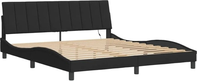 vidaXL Bettgestell Hanko in Schwarz mit LED-Unterbettbeleuchtung und USB-Ladeport aus Samt, B/T/H: 180 x 200 x 185 cm - Bild 1