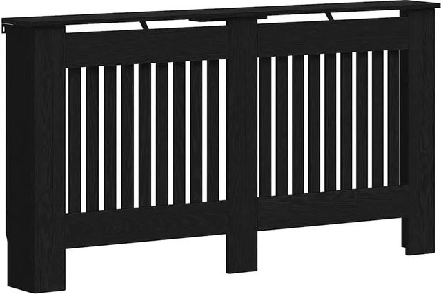 vidaXL Heizkörperabdeckung in Schwarz mit Eichen-Optik und vertikalem Latten-Design, B/T/H: 152 x 19 x 81,5 cm - Bild 1