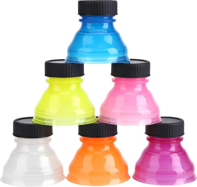 TOMTOP JMS 6er Set wiederverwendbare Schnappverschlüsse für Getränkedosen in Blau und Multicolour, auslaufsichere runde Deckel aus Kunststoff und Silikon - Bild 1