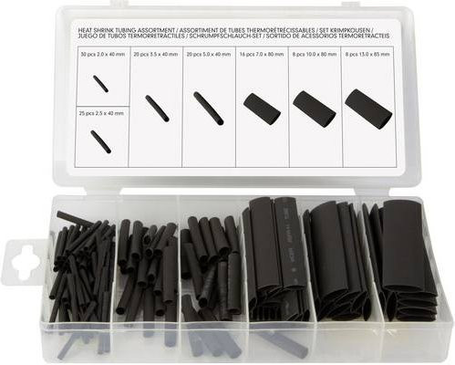 Toolland HAS07 Schrumpfschlauchsortiment aus Kunststoff in Schwarz, 1 Set - Bild 1