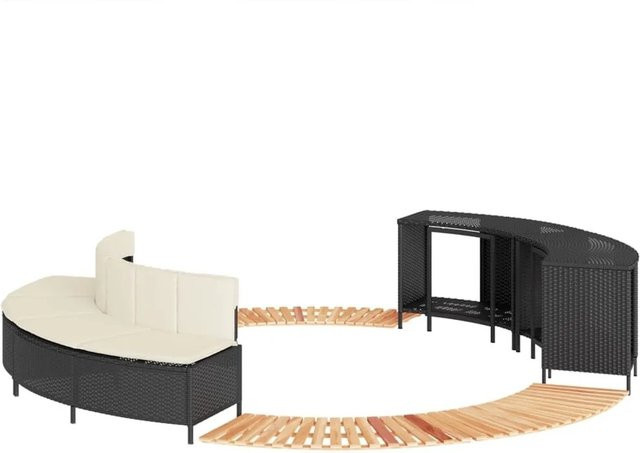 vidaXL Whirlpool-Umrandung aus Poly-Rattan und geöltem Akazienmassivholz in Schwarz - Bild 1