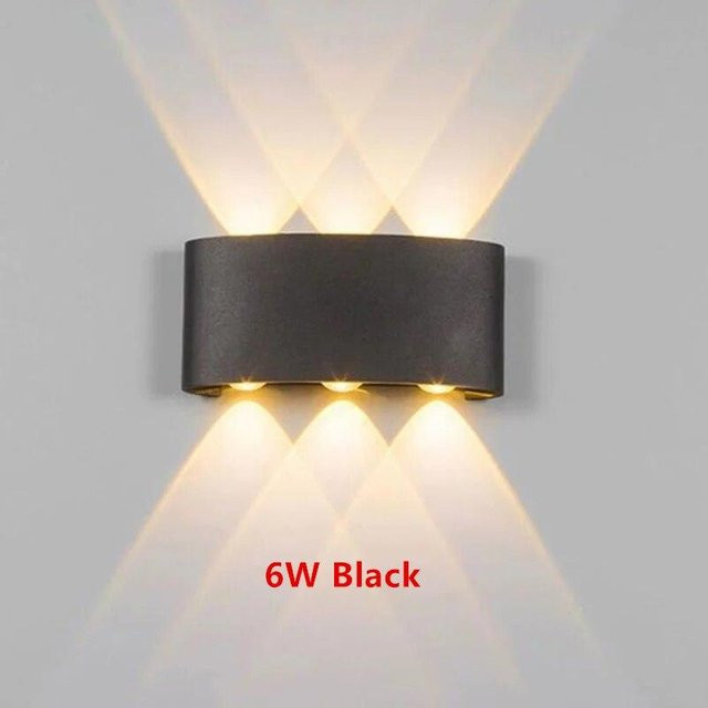 Wasserdichte LED-Wandleuchte IP65 aus Aluminium in Schwarz mit warmweißem Licht für Außenbereich und Treppen, 6W Up-Down Design - Bild 1