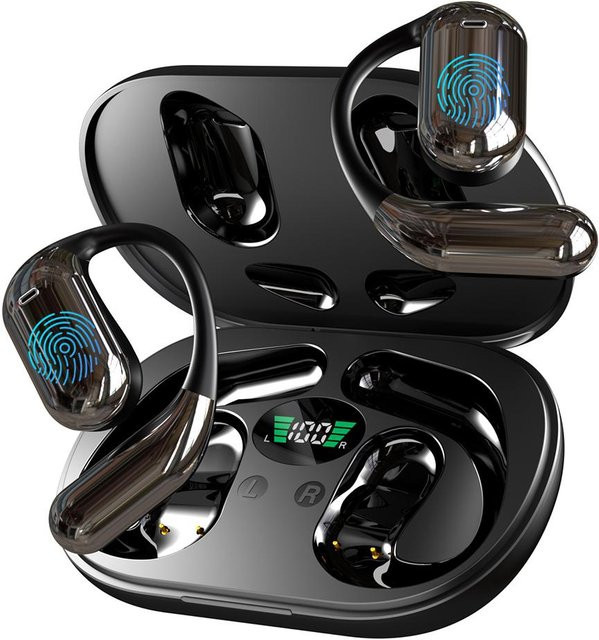 ZJM Mall KI Echtzeit Übersetzer Kopfhörer mit Bluetooth für 144 Sprachen, In-Ear Sprachübersetzer für Reisen, schwarz - Bild 1