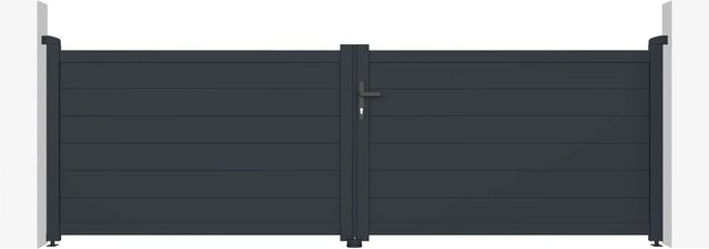 Casanoov Elektrisches Flügeltor Eiger aus Aluminium in Anthrazit und Grau mit Drehtorantrieb Ranger B150, Breite: 355 cm - Bild 1