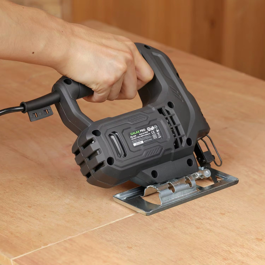 GALAX PRO Elektrische Stichsäge 400W mit 3000 SPM, ±45° Schrägschnitt-Funktion und Verriegelungsknopf, Schwarz, inklusive Klingen für Holz und Metall - Bild 2