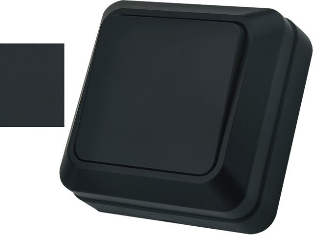 WESA Lichtschalter Schwarz, 1-Gang Ein/Aus-Wippschalter aus Sprühkunststoff, 1-Wege EU-Standard - Bild 1