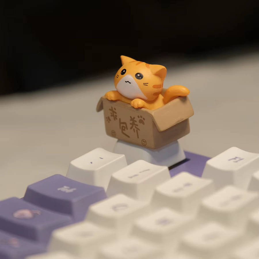 Kawaii Katzen-Tastenkappe für mechanische Tastaturen in Weiß, 3D-Tier-Keycap im OEM R4-Profil für MX-Switches - Bild 2