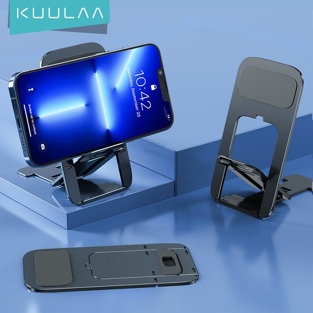 Kuulaa Smartphone Halterung aus Aluminium in Schwarz als Handy Ständer für iPhone, Samsung, Xiaomi und Huawei - Bild 1