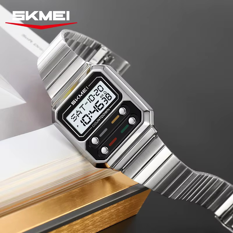 SKMEI Digitaluhr, Edelstahl, Silber, Damen, Quarz, Chronograph - Bild 2