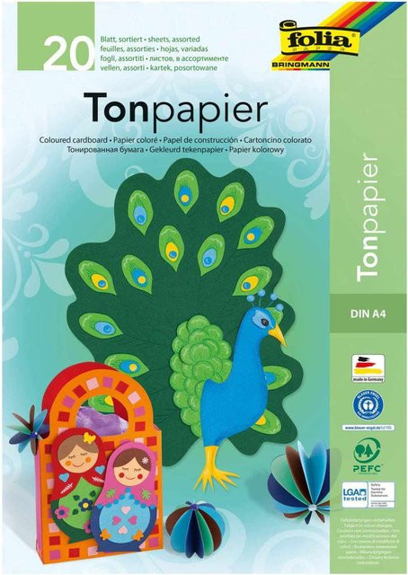 folia Tonpapierblock DIN A4 mit 20 Blatt in Multicolor - Bild 1
