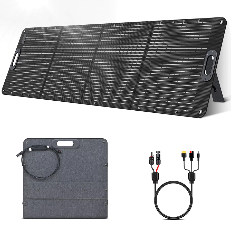 CTOLITY Tragbares Solarladegerät 200 W, faltbares monokristallines Solarpanel aus flexiblem ETFE, wasserdicht nach IP68, Farbe: Schwarz - Bild 7