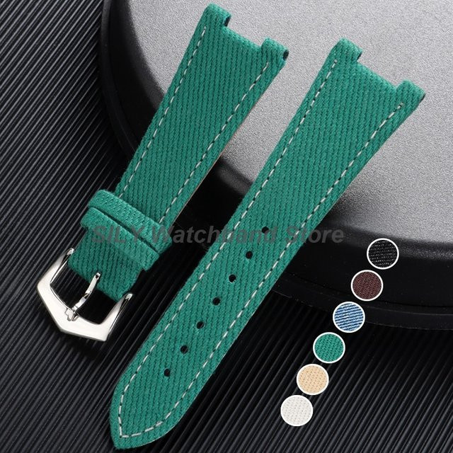 asukaband Uhrenarmband Nylon-Leder, Vintage, Unisex, 25x13mm - Bild 1