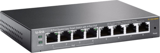 TP-Link TL-SG108PE 8-Port Gigabit PoE+ Managed Switch in Schwarz - Bild 1