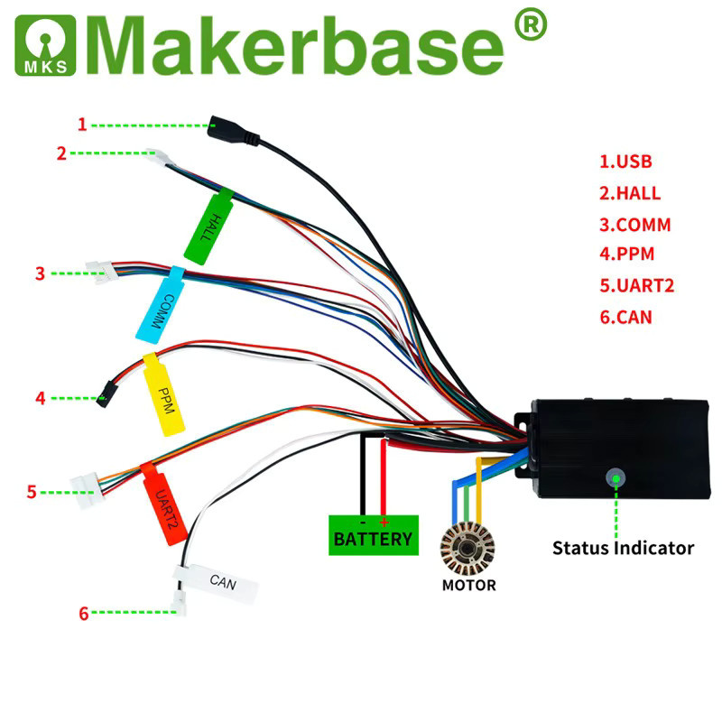 Makerbase VESC 75V100A Benjamin ESC Bürstenloser Motorregler für Modellflugzeuge in Schwarz - Bild 2