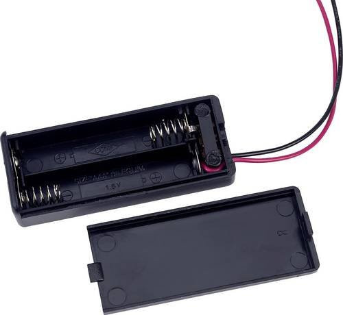 TRU COMPONENTS SBH421-1AS Batteriehalter für 2x Micro AAA Batterien mit Kabel in Schwarz - Bild 1