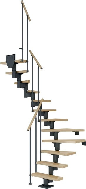 Dolle Mittelholmtreppe Dublin halb gewendelt in Ahorn und Anthrazit bis 270 cm Breite: 65 cm - Bild 1