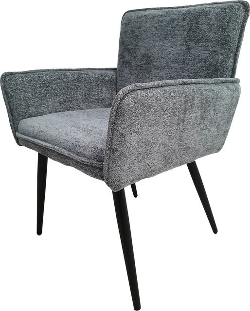 HTI-Living Stuhl Mesilla mit Armlehnen in Blaugrau im modernen Retro-Stil - Bild 1