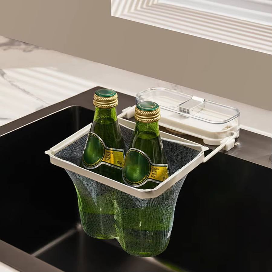 Faltbarer Spülbeckenfilterständer in Weiß mit Saugnapf als multifunktionales Entwässerungsregal für Obst und Gemüse - Bild 3