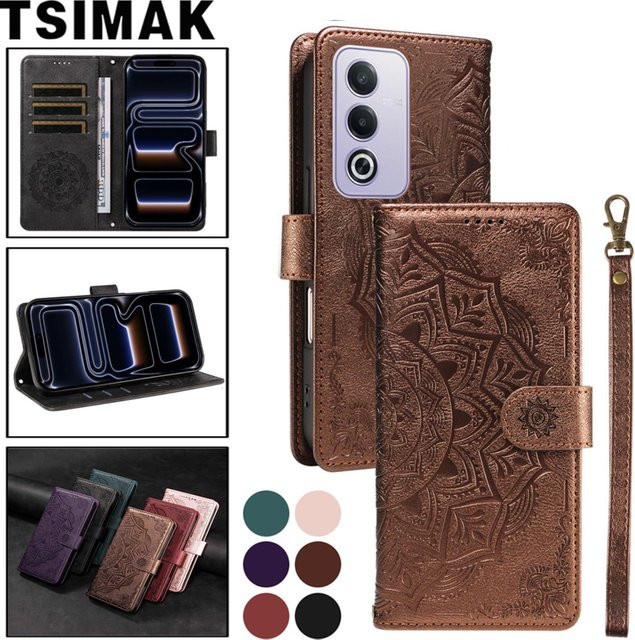 Lederne Flip-Wallet-Handyhülle für OPPO A6 Pro A5 A3 A3X A5X A6X A6S A6C A6T A6K Find X9 Pro in Schwarz - Bild 1