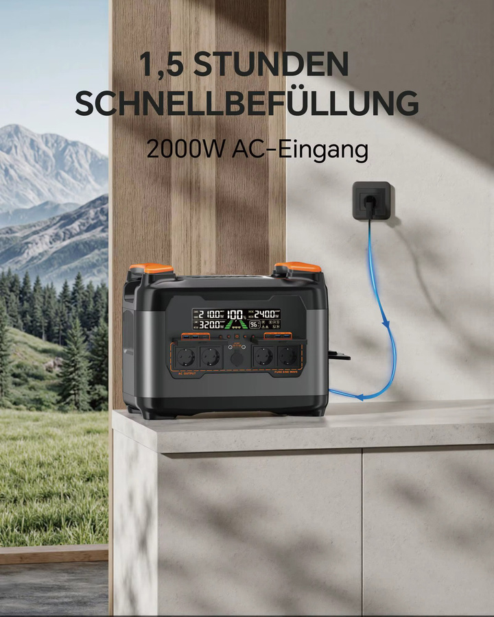 Necespow S2400 Balkon-Powerstation mit 2400W/2048Wh, USV-Notstromversorgung, reinem Sinus-Wechselrichter und Solar-MPPT-Schnellladung, 13 Ausgänge für Camping und Notfälle - Bild 5