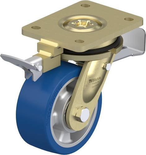 Blickle Lenkrolle LS-ALBS 127K-ST-RI4 mit Feststeller in Silber und Blau, Rad-Durchmesser: 125 mm, Tragfähigkeit: 450 kg - Bild 1