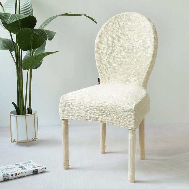 Yiran Furniture Esszimmer Stuhlbezug aus Baumwoll-Leinen, dehnbar und rutschfest, Farbe Weiß - Bild 1