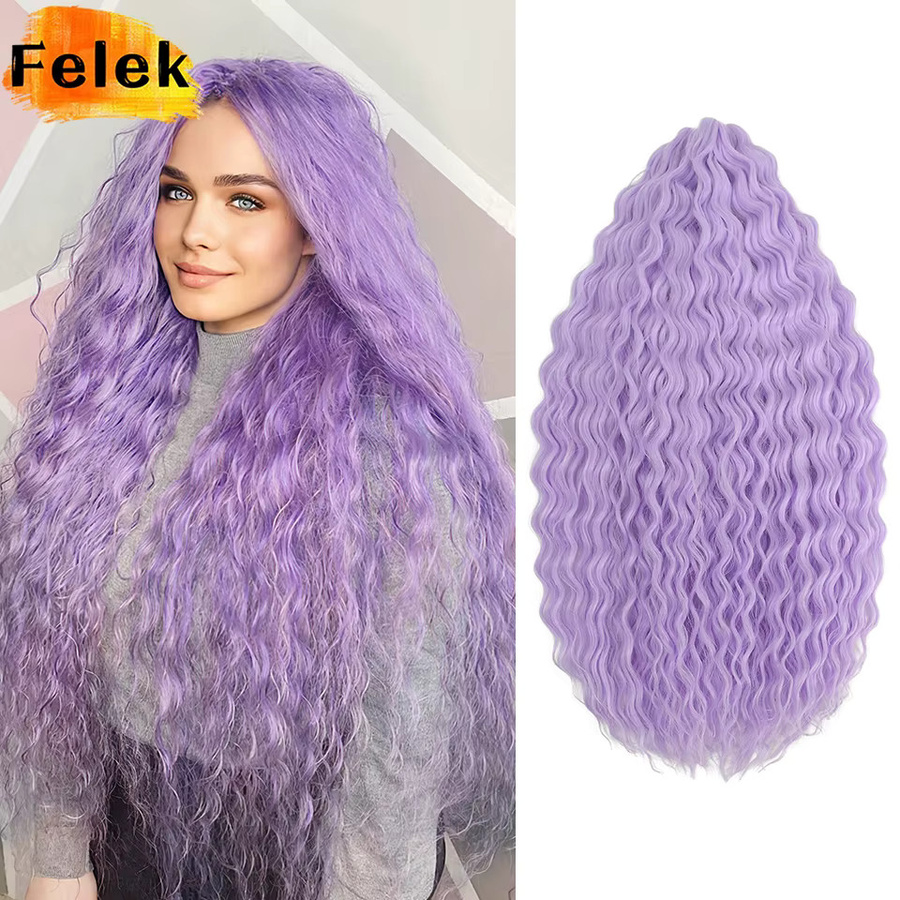 Felek Haar Extensions, 3 Teile, Synthetisch, Wasserwelle, Ombre Grau Lila - Bild 1