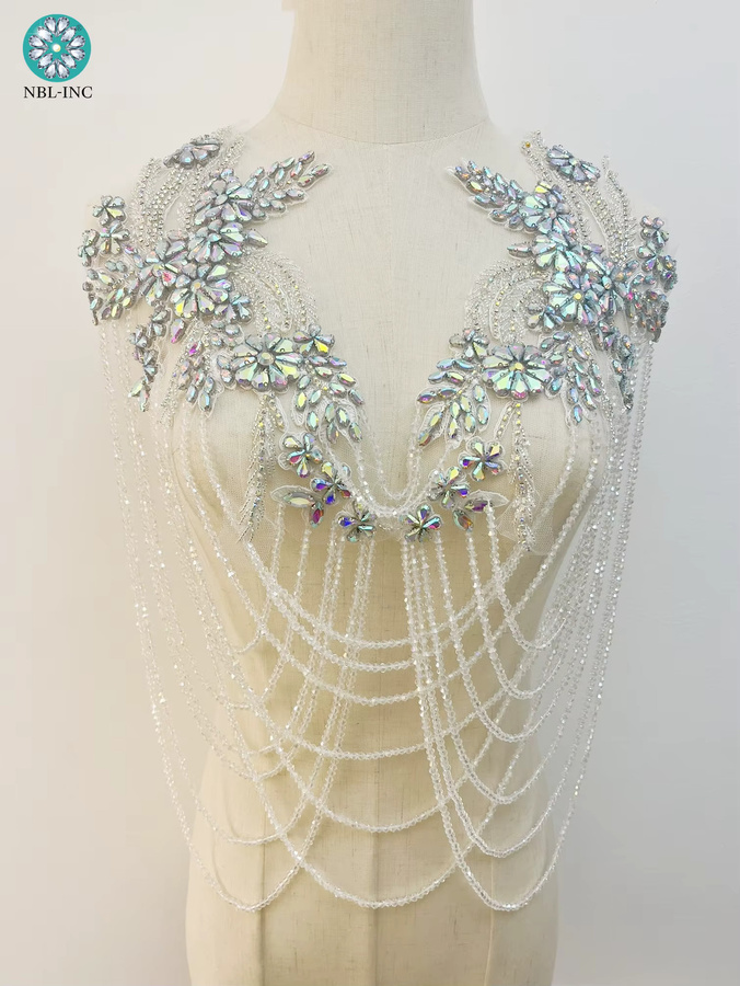 NBL-INC Schulterkragen-Applikation, silber, Strass, Quaste - Bild 2
