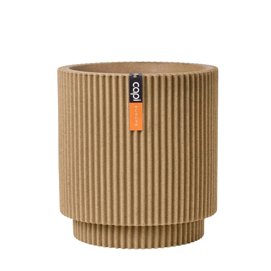Capi Europe Blumentopf Zylinder Groove NL Beige Durchmesser: 36 cm, Höhe: 38 cm - Bild 2